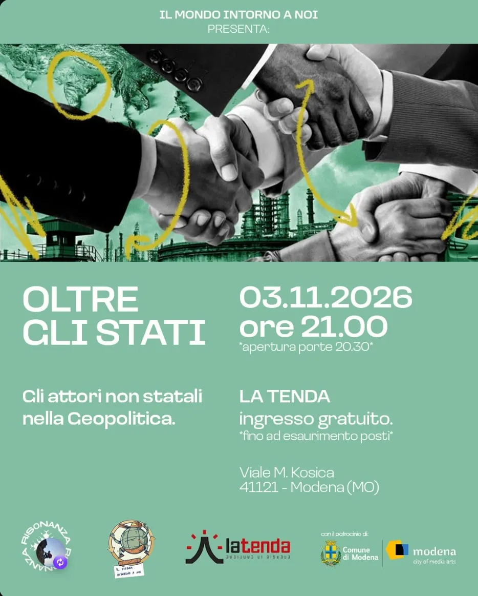 Locandina dell'incontro Oltre gli stati: gli attori non statali nella geopolitica globale